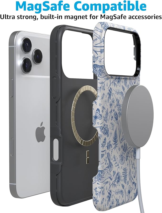 Casely iPhone 17 Pro Case | Hop & Bloom | Bunny Toile | Compatible with MagSafe | Bold Protective Design