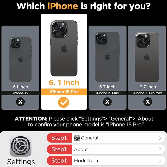 Diaclara Slim Magnetic Series Designed for iPhone Case,[1500D Aramid Fiber][Built in Magnet Ring] Protective Shockproof Bumper for iPhone, Black (Black-TPU, for iPhone 15 Pro)