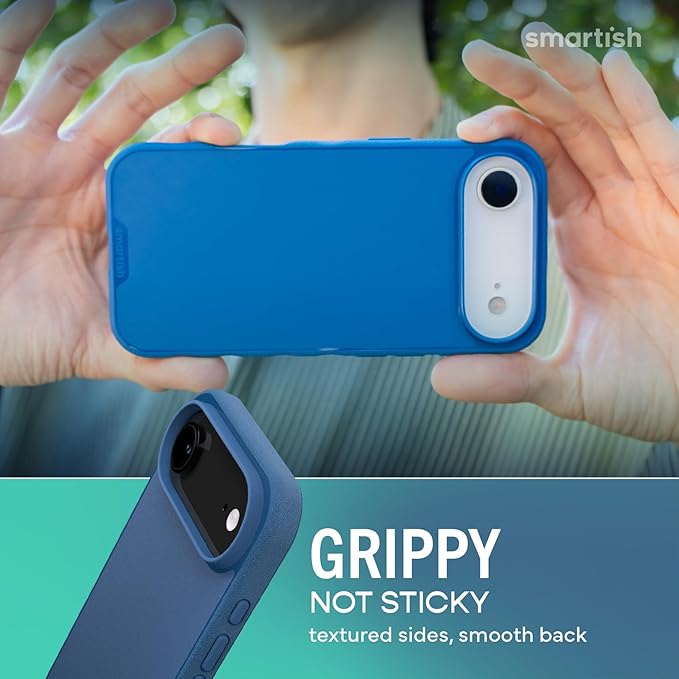 Smartish® iPhone Air MagSafe Case - Gripmunk Magnetic Slim Case [Lightweight + Protective] Thin Grip Cover with Microfiber Lining for Apple iPhone Air - Blues on The Green