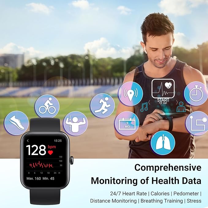 Smart Watches for Men Women,Built-in Alexa, Fitness Watch with Blood Oxygen/Heart Rate/Sleep Monitor, 100 Sport Modes, IP68 Waterproof Smart Watch for Android iOS Phones