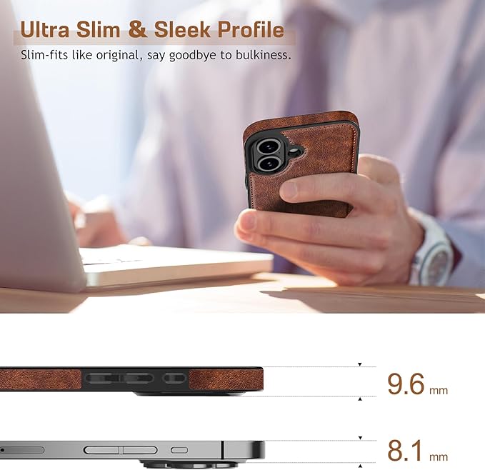 LOHASIC for iPhone 17 Case, Vintage Leather Thin Slim Luxury PU Soft Flexible Bumper Non-Slip Grip Protective Cover Men Women Phone Case for iPhone 17 6.3" 2025 - Retro Brown