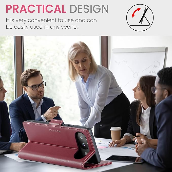 for Pixel 9A Case, Premium PU Leather Wallet Case Flip Cover with [RFID Blocking][Card Holder][Stand Function] Shockproof Protective for Pixel 9A, Red