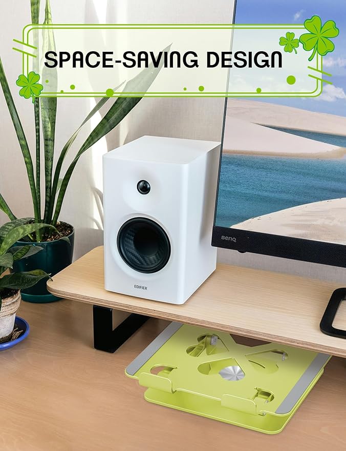 Tablet Stand for iPad,360° Rotating Desktop Holder - Aluminum Adjustable & Foldable Desk Holder for iPad Pro 12.9/11,Air 10.9,Samsung Tab S9,Portable Home/Office,Gift for Adults,Teens (Green)