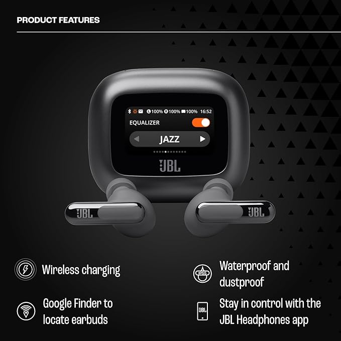 JBL Live Beam 3 - True Wireless Noise-Cancelling Stick-Closed Earbuds, 48Hrs Total Playback, Wireless Charging, 6 Mics for Perfect Calls, Multi-Point Connection, IP55 Waterproof and dustproof (Black)