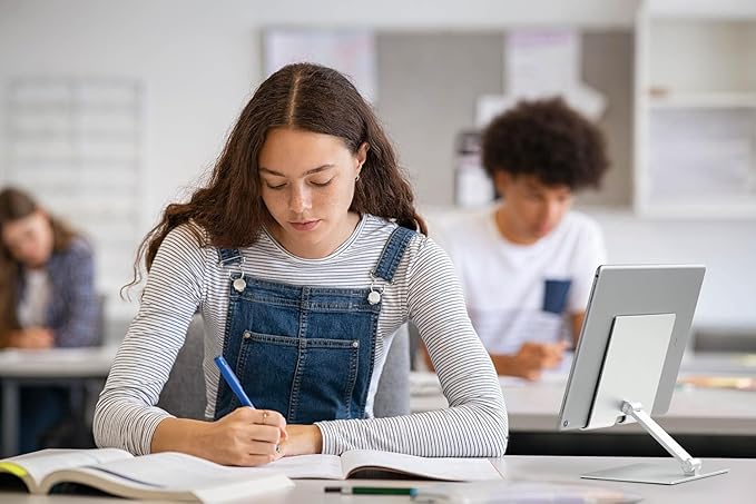 Durable Aluminum Tablet Stand for 7" to 13" Tablets and Smartphones - Height and Angle Adjustable for iPad, Samsung, and More - Foldable Kitchen and Desk Holder