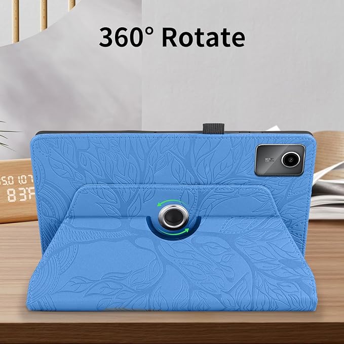 Rotating Case for Lenovo Tab M11 / Tab K11 LTE 11 Inch 2024 (TB330FU) PU Leather 360° Degree Rotation Multi-Angle Cover Lightweight swiveling Flip Stand with Pen Holder-Turquoise