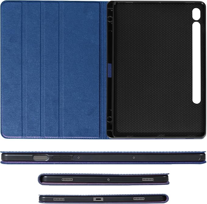 for Samsung Galaxy Tab S9/S10 Plus/S9FE+ 12.4inch Case with S Pen Holder 2023/2024 Model(SM-X820/X826/X810/X816/X818/X610/X616) Genuine Leather Cover Protective Shell,Auto Wake/Sleep.Dark Blue