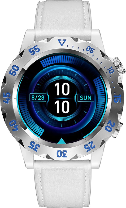 KAVVO Oyster Urban Smart Watch for Men, 46mm Fitness Smartwatch with Blood Oxygen Heart Rate Sleep Monitor, Multiple Sports Modes Tracker for Android iOS Phones (Raw White)