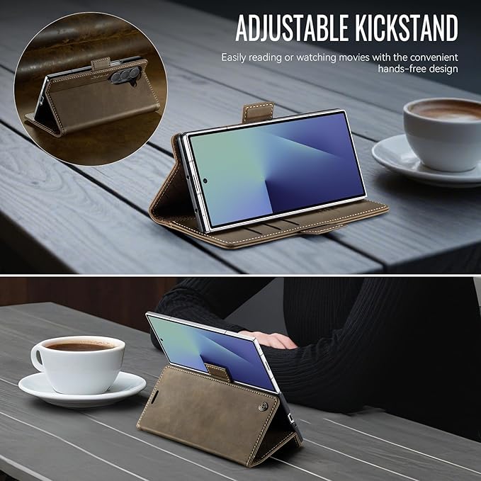 for Samsung Galaxy Z Fold 7 Case, Flip Wallet Leather Case with Card Holder Magnetic Closure Shockproof Kickstand Protective Phone Cases Cover for Galaxy Z Fold 7, Coffee