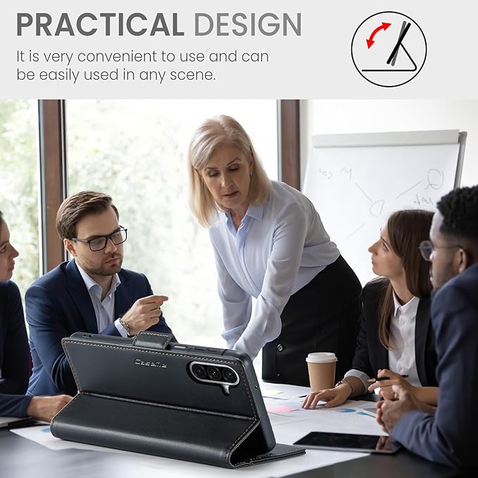 for Samsung Galaxy A26 5G Case, Premium PU Leather Wallet Case Flip Cover with [RFID Blocking][Card Holder][Stand Function] Shockproof Protective for Samsung Galaxy A26, Black