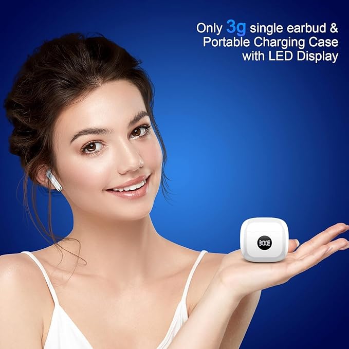 Wireless Bluetooth 5.4 Earbuds, Ear Buds LED Power Display Headphones 6D Stereo, Bluetooth Earbuds in-Ear Noise Cancelling Mic, 40H Playback Mini Case IP7 Waterproof Sports Earphones for Android iOS