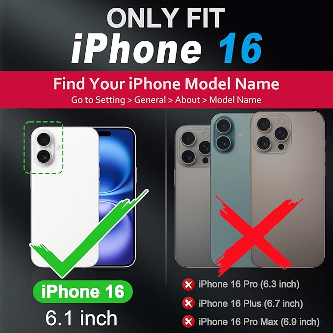 SHIELDON Case for iPhone 16 6.1" 2024, Genuine Leather Wallet Magnetic Cover RFID Blocking Card Slot Kickstand Shock-Absorbent TPU Phone Holder Case Compatible with iPhone 16 5G - Pebbled Black