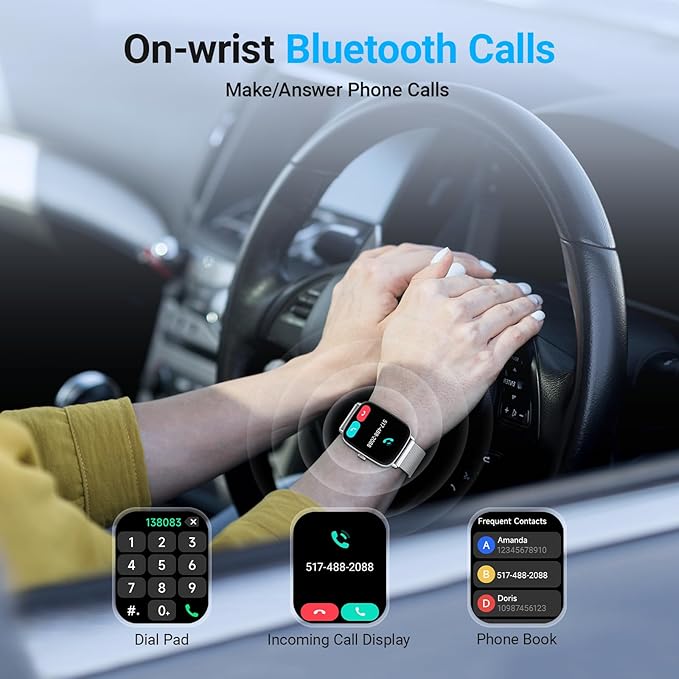 Fitpolo Smart Watch for Men Women, 1.85" HD Touchscreen Fitness Tracker, Make/Answer Calls, Heart Rate SpO2 Monitor, IP68 Waterproof, Sleep & Activity Tracking Smartwatch for Android Phones iPhone