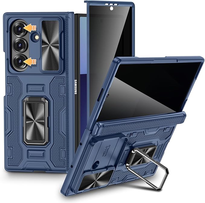 VEGO for Z-Fold7-Case: Galaxy Z Fold 7 Case: with Slide Camera Cover[Built-in Privacy Screen Protector][Adjustable Kickstand] Full Body Drop Protection Case for Samsung Galaxy Fold 7 5G 2025 - Blue
