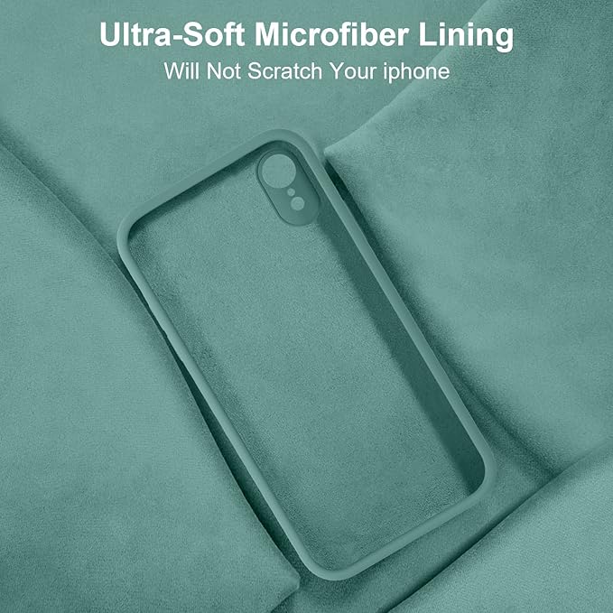 Vooii Compatible with iPhone XR Case, Upgraded Liquid Silicone with [Flat Edges] [Camera Protection] [Soft Anti-Scratch Microfiber Lining] Phone Case for iPhone 10 XR 6.1 inch - Pine Green