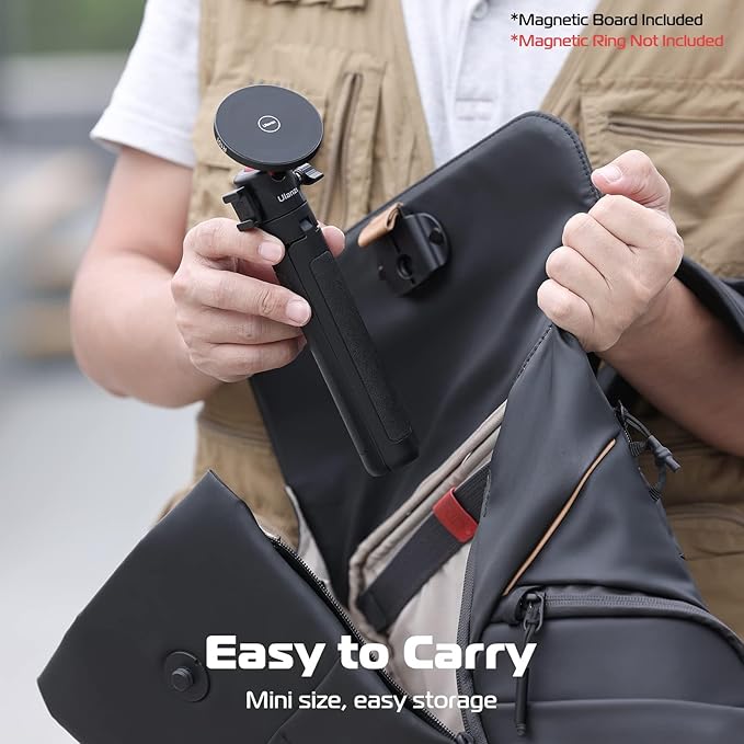 ULANZI Magnetic Cell Phone Tripod Compatible with MagSafe, 17.3" Extendable Mini Tabletop Tripod Selfie Stick with Cold Shoe, 360° Ball Head Tripod Stand Handle Grip for iPhone 17 16 15 14 13 12