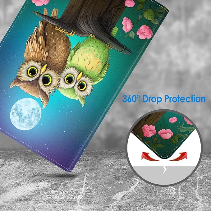 Case for Samsung Galaxy Tab A9 Plus 11 Inch 2023 Model (SM-X210/X216/X218), Slim Lightweight PU Leather Stand Cover with Auto Wake/Sleep, Owl