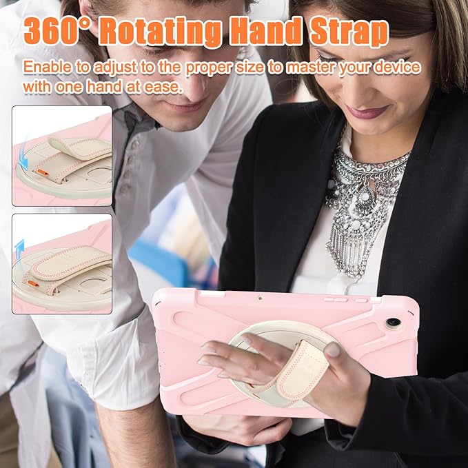 TSQQST Case for Samsung Galaxy Tab A9+ Plus 11 Inch SM-X210/X216/X218 2023 for Kids Girls | Full Body Protective Case Cover with Screen Protector+Stand+ Strap for Galaxy Tab A9+ Plus Tablet -Pink