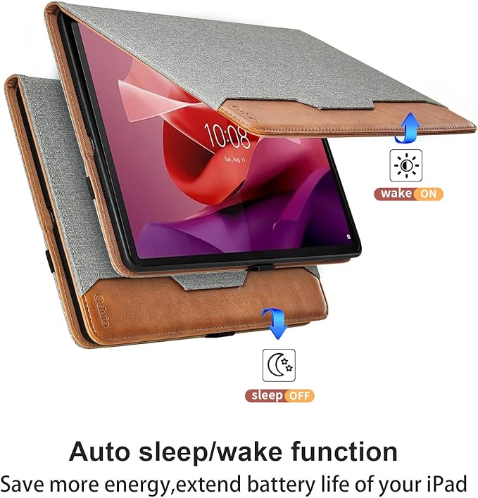 Case for Lenovo Tab P12/Xiaoxin Pad Pro 12.7 Inch 2023 (TB370FU) - PU Leather Business Folio Case with Pocket, Auto Wake/Sleep Smart Tablet Cover,Gray