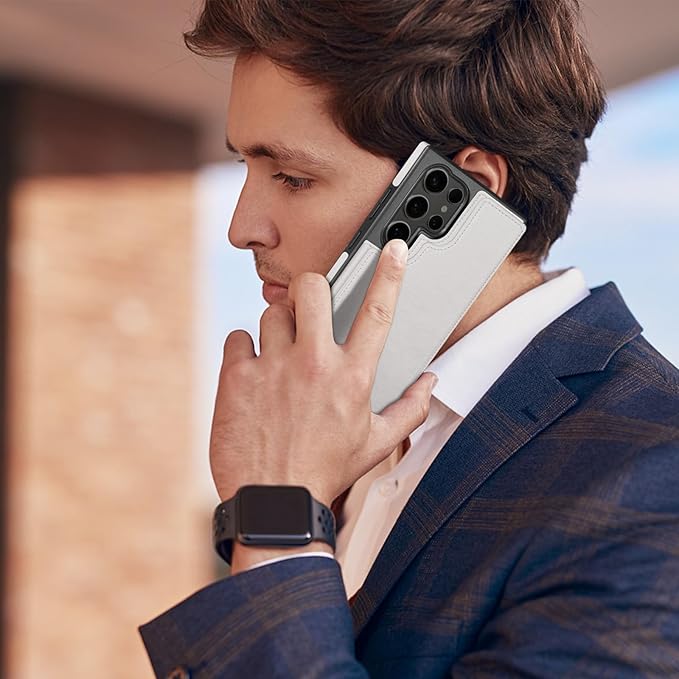 DJDUCK Designed for Samsung Galaxy S25 Ultra Case Wallet with Card Holder, [Magnetic Clasp Cover] [RFID Blocking Leather Protection] Shockproof Women Men Cases for Samsung S25 Ultra Creamy-White