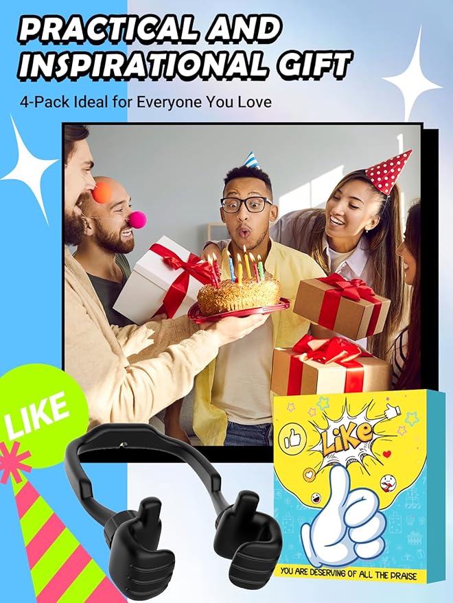 Dad Gifts for Fathers Day from Daughter Son Cell Phone Stand: 4 Pack UPGRADE Adjustable Thumbs Up Lazy Phone Holder for Desk Fun Birthday Gifts for Grandma Teens Girls Boys Adults Husband from Wife