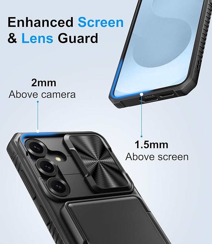 for Samsung Galaxy S25+ Plus Case Wallet, Card Holder (4-5 Cards), RFID Block, Slide Camera Cover & Military Grade Drop Shockproof, Heavy Duty Men Women Phone Case for Samsung S25+ Plus, Black