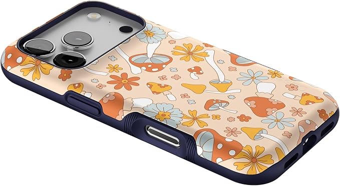 Casely iPhone 17 Pro Case | Mushroom Magic | Retro Floral | Bold Protective Design | Compatible with MagSafe