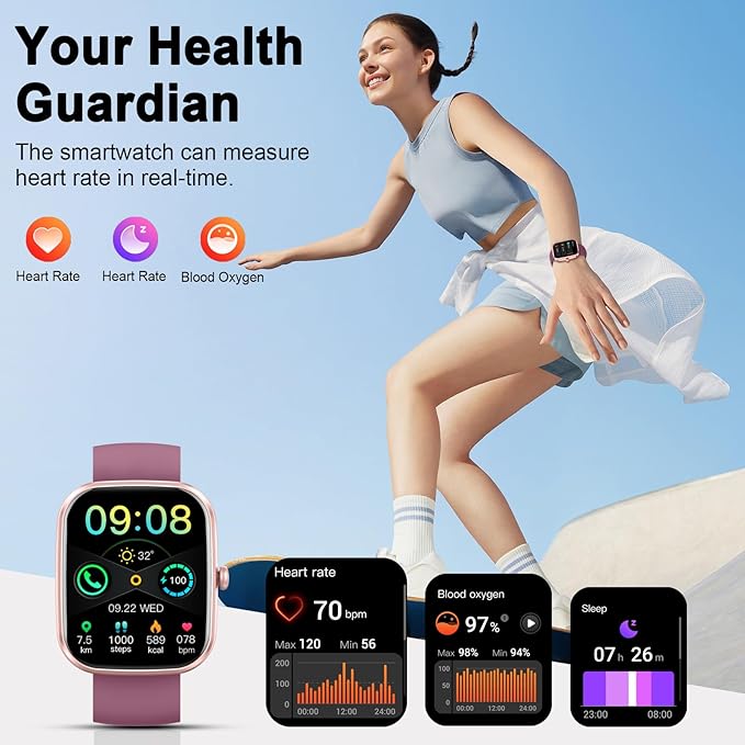 Smart Watch(Answer/Make Call), 1.91" Smartwatch for Men Women, 2025 New Fitness Watch with 110+ Sport Modes, Fitness Activity Tracke with Pedometer/Sleep Monitor/Heart Rate/IP68 Waterproof, Wine Red