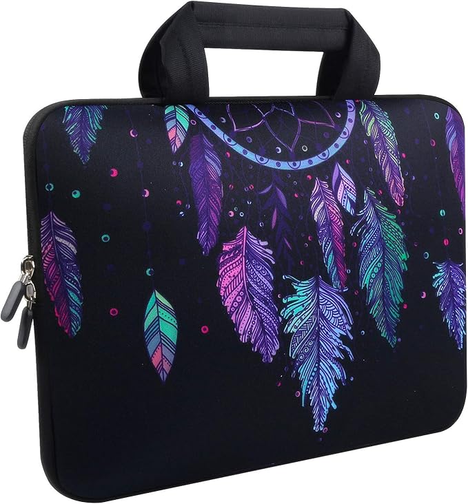 Violet Mist 11 11.6 12 Inch Laptop Sleeve Funny Dreamcatcher Pattern Laptop Carrying Bag Case with Handle Cute Protective Neoprene Notebook Tablet Computer Travel Cover Pouch Briefcase, Dreamcatcher