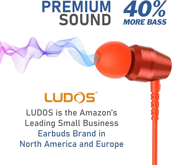 LUDOS OMNITONE USB C Headphones for iPhone 16 15 Pro Max Plus iPad Pro, 5 Years Warranty, USB-C Earbuds for Galaxy S24 S23 Ultra S22 S21 S20 A55 A54 A53, USB Type C Earphones - Coral