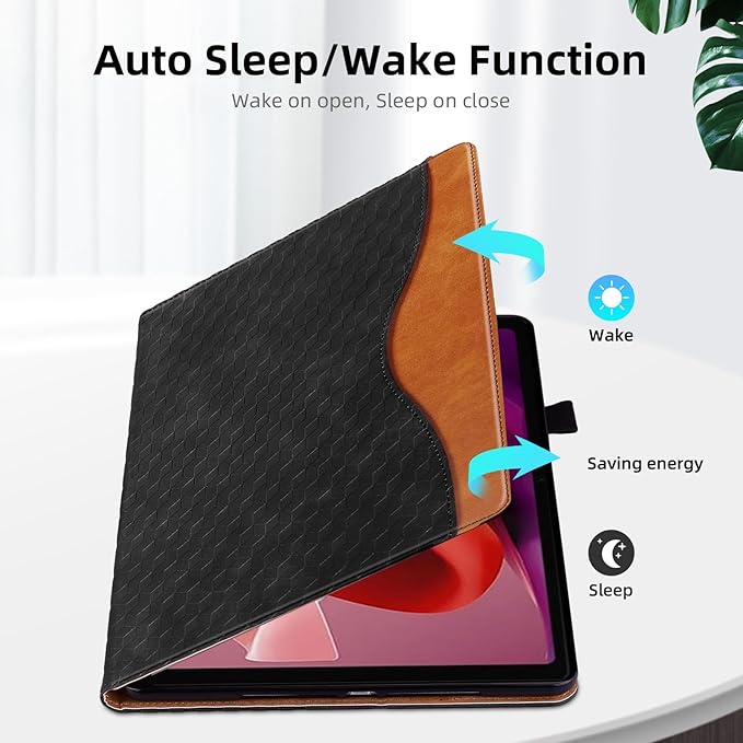 Case for Lenovo Xiaoxin Pad Pro 12.7" 2025 Retro Folio Cover for Xiaoxin Pad Pro 12.7 inch with Hand Strap,Multi-Angle Stand Cover PU Leather with Card Pocket,Black