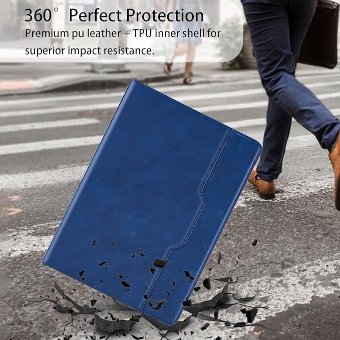 Case for Samsung Galaxy S10 Fe Plus 13.1 inch with S Pen Holder, PU Leather with Hand Strap Folio Flip Cover for Galaxy S10 FE+ with Pockets Auto Sleep/Wake for Man Woman, Blue
