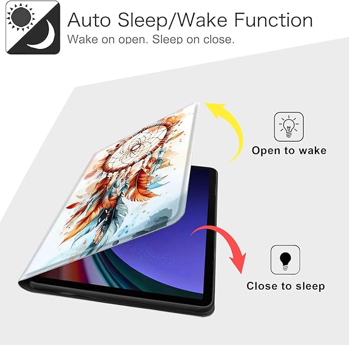 Case for Samsung Galaxy Tab S10 FE/ S9 FE 5G 10.9 Inch/Tab S9 11 Inch, Slim PU Leather Stand Cover with Auto Wake/Sleep, Multi-Angle Viewing & Shockproof, Dreamcatcher