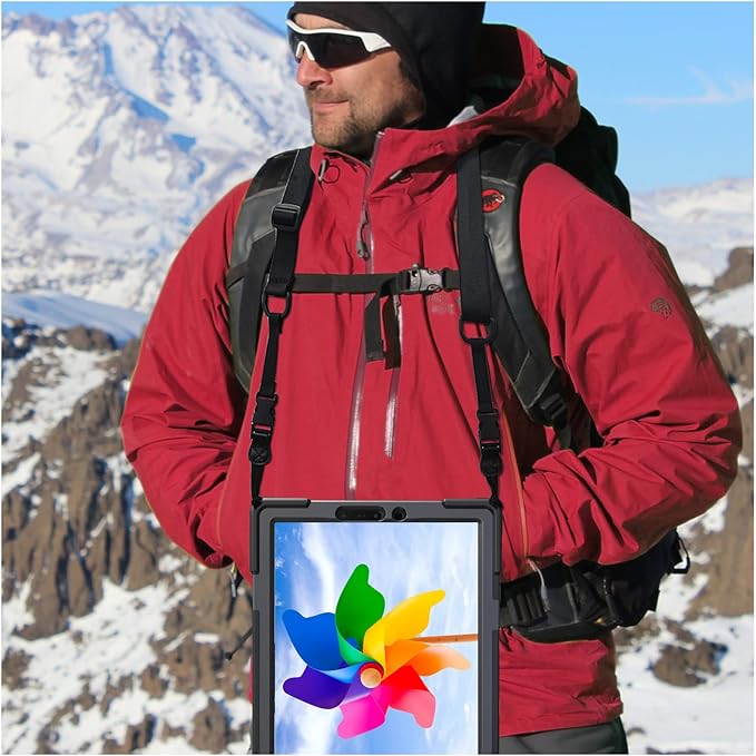 Shockproof Case for Samsung Galaxy Tab A9+/A9 Plus 11'' 2023 (SM-X210/X216/X218),Portable Heavy Duty Tablet Cover with 360 Rotating Stand Handle Strap & Shoulder Belt Carrying Case (New Balck)