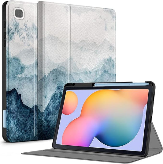 Case for Samsung Galaxy Tab S6 Lite 10.4 Inch 2024/2022/2020 with S Pen Holder, Multi-Angle Viewing Soft TPU Back Cover with Pocket Auto Wake/Sleep.