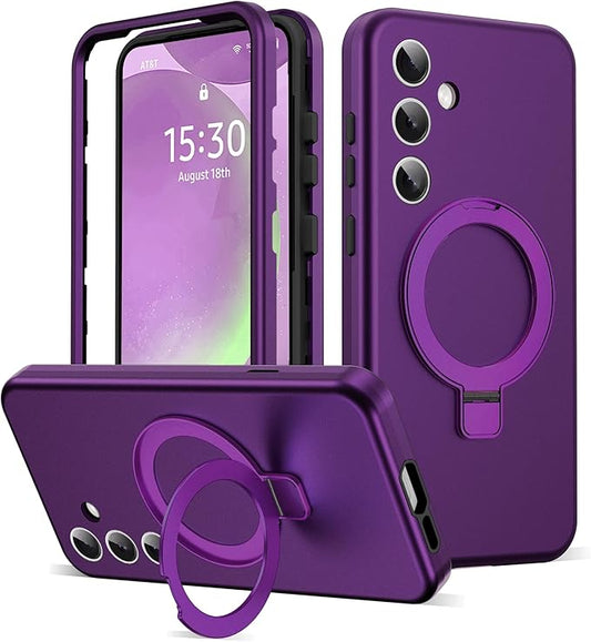 Designed for Samsung Galaxy S24 Plus Case with Magnetic Ring Stand [Compatible with Mag-Safe][Military Grade Drop Protection][Build in Kickstand] Shockproof Galaxy S24+ Phone Case 6.7",Purple