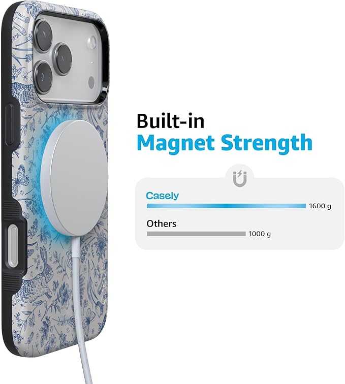 Casely iPhone 17 Pro Case | Hop & Bloom | Bunny Toile | Compatible with MagSafe | Bold Protective Design