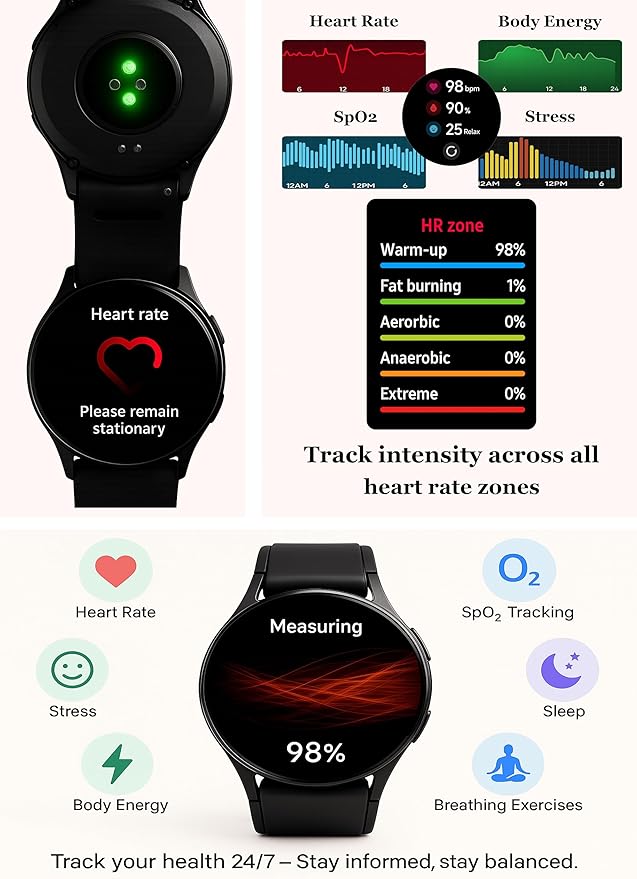 NexGen Smart Watch for Men & Women, 1.43 AMOLED Display, Smartwatch with GPS, Fitness Tracker, BT Calling, Waterproof, Alexa, Step Counter, Heart Rate Monitor, Sleep Tracking & Multiple Sports Modes