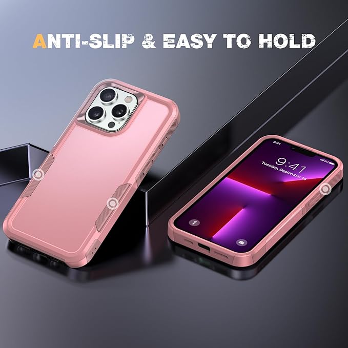 Diaclara Designed for iPhone 13 Pro Max Case, [with Privacy Screen Protector] [Anti Spy] [Military Grade Drop Protection] Heavy Duty Full-Body Shockproof Phone Case, Pink