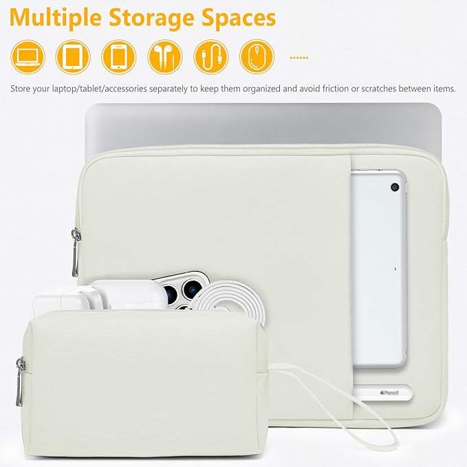 HYZUO 13 Inch Laptop Sleeve Bag Set for MacBook Air 13 M4/M3/M2/M1 2025-2018, MacBook Pro 13 M2/M1 2025-2016, iPad Pro/Air 13, XPS 13, Surface Pro, Notebook Case for 12"-13" Tablet, Beige