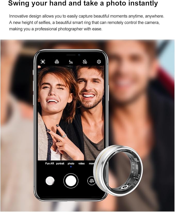 Smart Ring Fitness Tracker for Men and Women, Heart Rate & Blood Oxygen Monitor & Sleep Monitoring, Remote Selfie Control Ring, Waterproof Wearable Smart Rings (11)