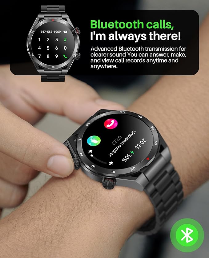 EarlySincere Smart Watches for Men with Blood Pressure, 1.39" HD Fitness Watch, Smartwatches with Heart Rate Blood Oxygen Sleep Monitor for Android and iPhone, Comes with Replaceable Silicone Strap