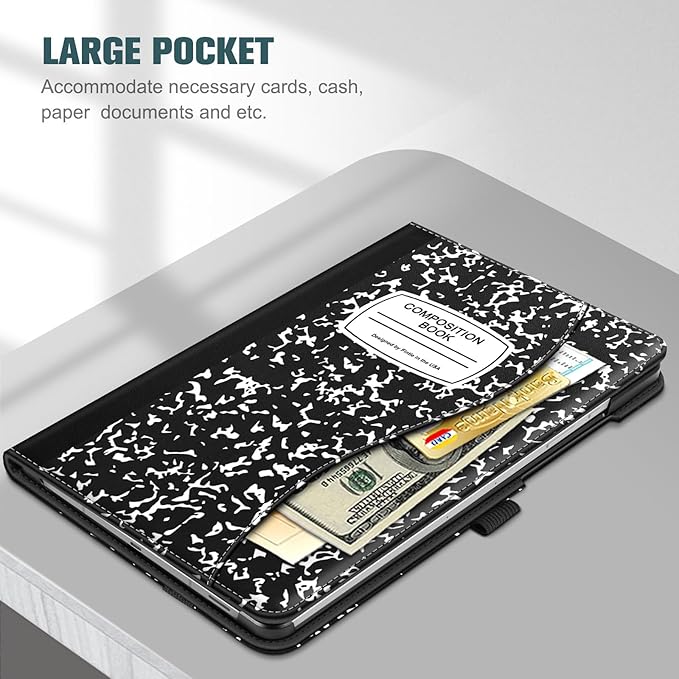 Fintie Case for Samsung Galaxy Tab S10 Lite/ S10 FE/ S9 FE 5G 10.9 Inch/Tab S9 11 Inch with S Pen Holder, Multi-Angle Viewing Protective Cover with Pocket, Auto Sleep/Wake, Composition Book