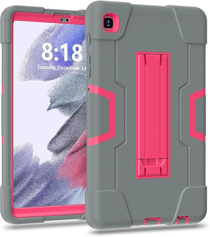case for Samsung Galaxy Tab A7 Lite Case 2021, Tab A7 Lite 8.7 Inch Case 3 in 1 Heavy Duty Rugged Shockproof Cover for Galaxy Tab A7 Lite 8.7 SM-T220/T225, Gray/Rose Red