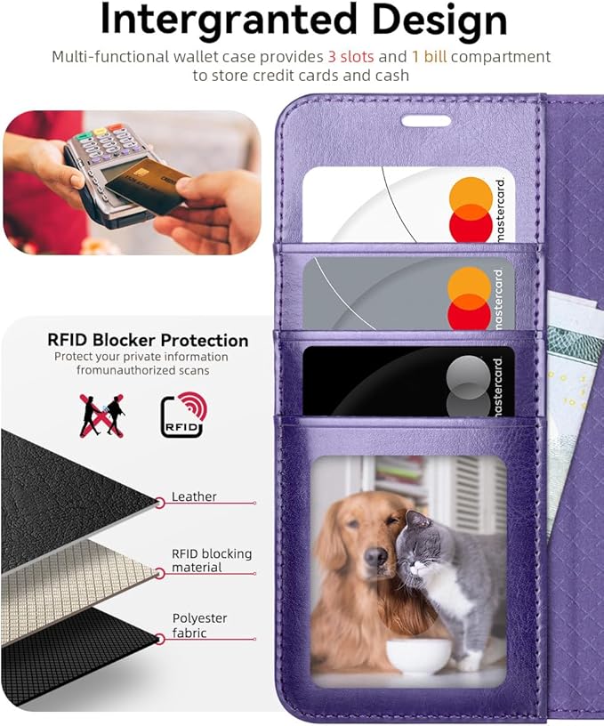 OCASE Compatible with Galaxy S25 Wallet Case, PU Leather Flip Folio Case with Card Holders RFID Blocking Kickstand [Shockproof TPU Inner Shell] Protective Phone Cover 6.2 Inch 2025, Purple