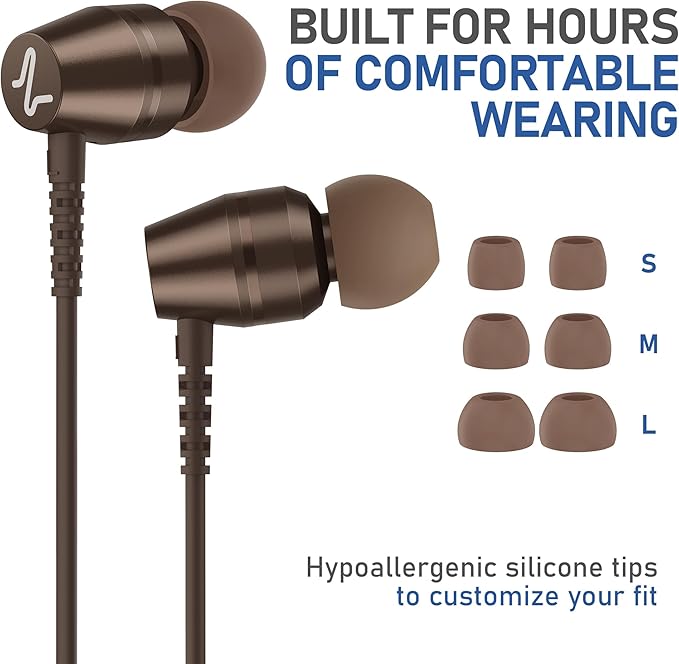 LUDOS OMNITONE USB C Headphones for iPhone 16 15 Pro Max Plus iPad Pro, 5 Years Warranty, USB-C Earbuds for Samsung Galaxy S24 S23 Ultra S22 S21 S20 A55 A54 A53, USB Type C Earphones - Brown