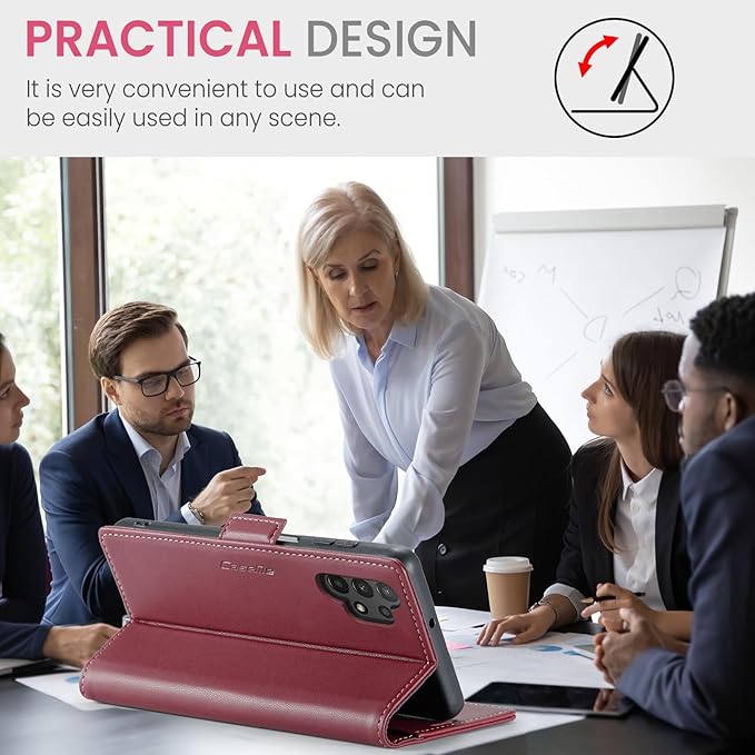 for Samsung Galaxy A13 4G/5G Case, Premium PU Leather Wallet Case Flip Cover with [RFID Blocking][Card Holder][Stand Function] Shockproof Protective for Samsung Galaxy A13, Red