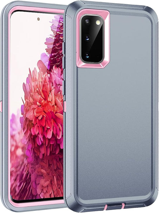 for Galaxy S20 FE 5g Case,Shockproof Dropproof Dustproof 3-Layer Full Body Protection Rugged Heavy Duty High Impact Hard Cover Case for Galaxy S20 FE 6.5 inch,Grey/Pink