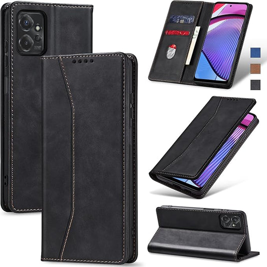 Jasonyu Flip Wallet Case for Moto G Power (2023),Leather Magnetic Folio Cover with Card Holder,Kickstand - TPU Shockproof Durable Protective Phone Case,Black