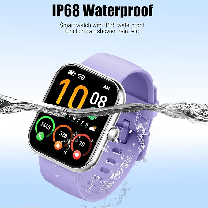 Smart Watch for Men Women, 2025 Release (Answer/Make Call)1.96" HD Fitness Tracker Running Watch,Waterproof,Pedometer,Step/Sleep/Heart Rate Monitor,110+ Sport Mode Smartwatch for Android Phone,Purple